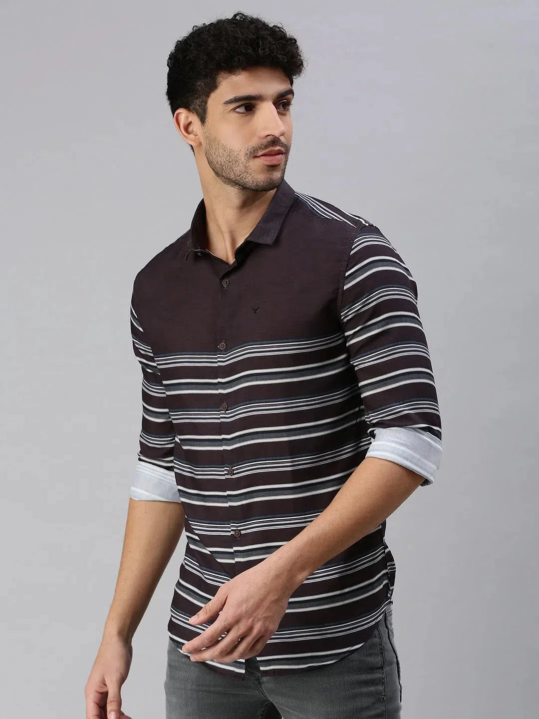 Black Striped Mens Shirt | Cotton Casual Shirt - DesiQlo