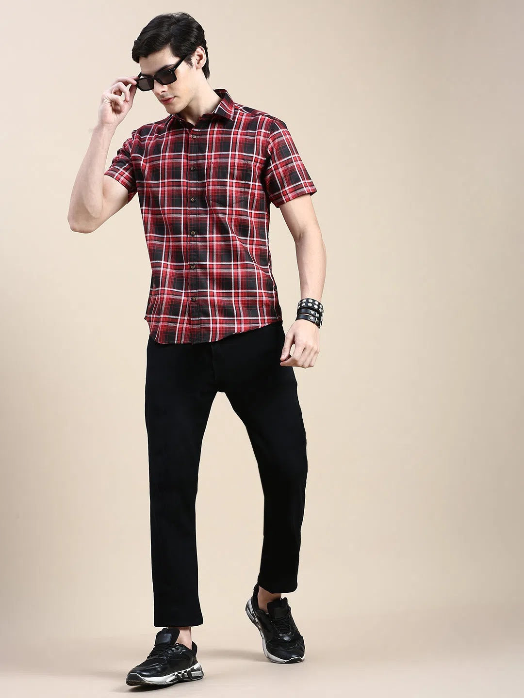 Red Checked Mens Shirt | DesiQlo Cotton Casual Shirts