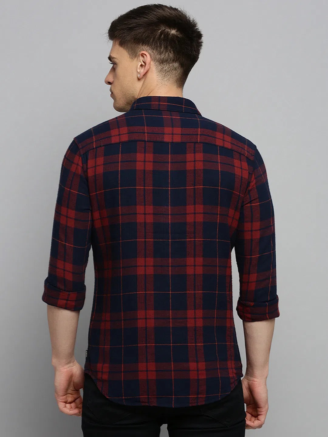 Rust Checked Mens Shirt - Cotton Casual Shirt for Men