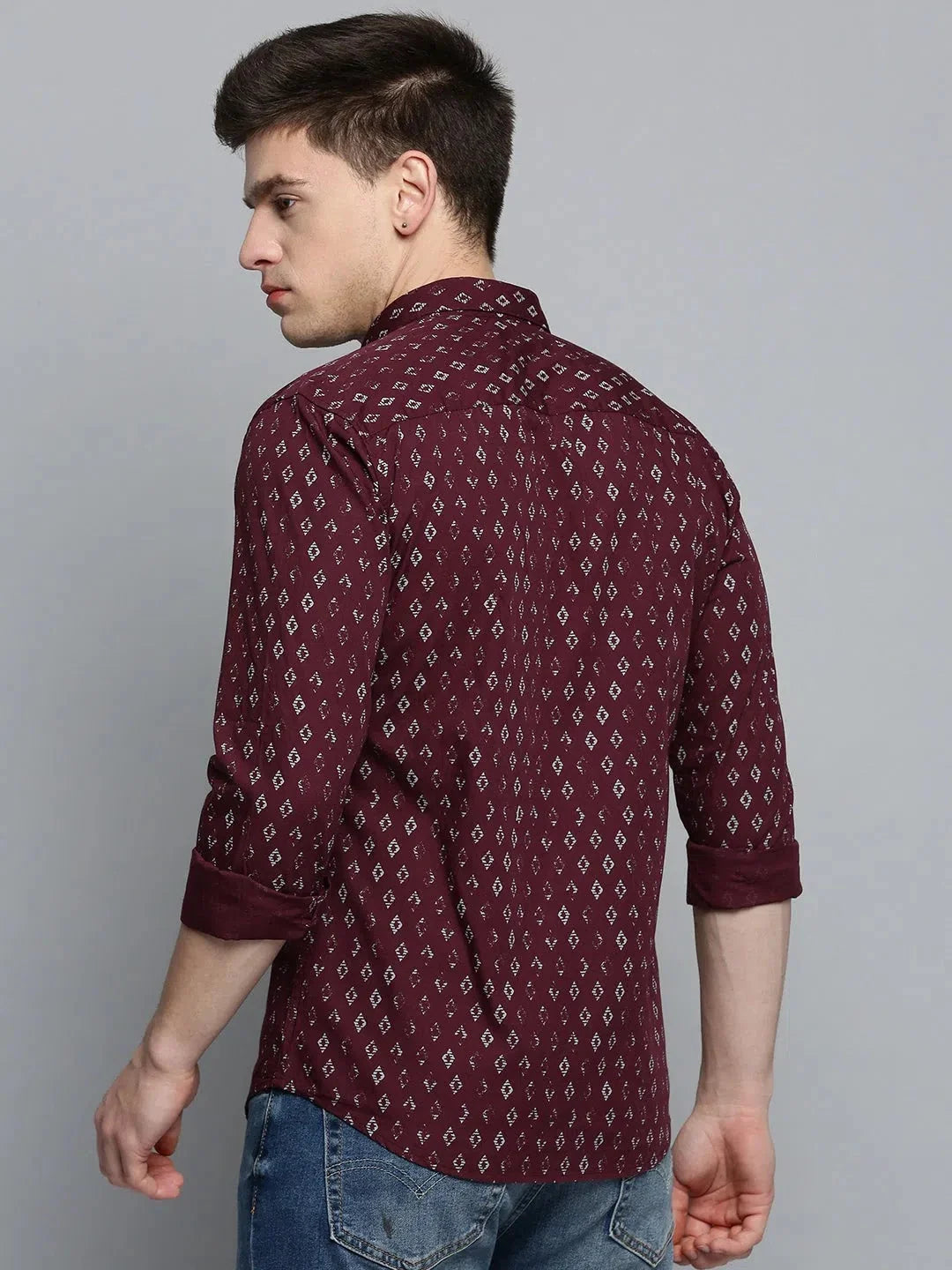 Red Printed Mens Shirt - Casual Cotton Shirt | DesiQlo