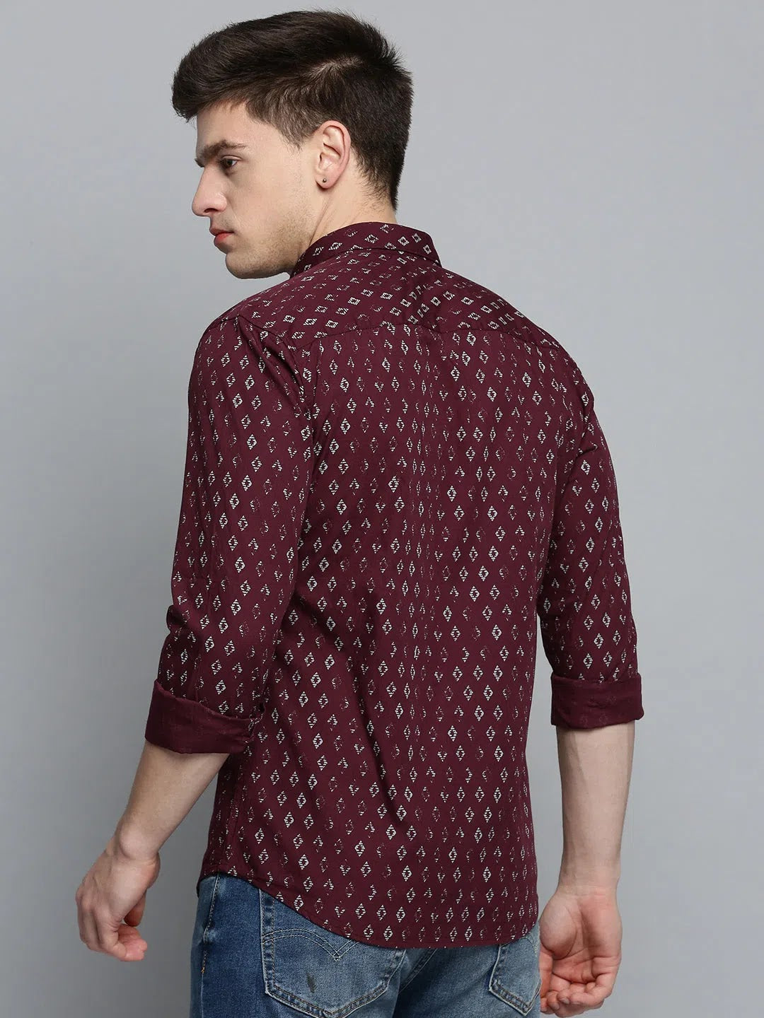 Red Printed Mens Shirt - Casual Cotton Shirt | DesiQlo