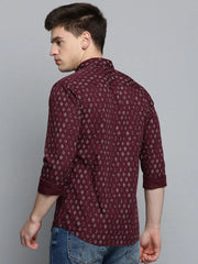 Men Red Printed Casual Shirt-EVMOSPRINTS-2058-Maroon