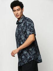 Men Navy Floral Casual Casual Shirts-GEORGE-1655-Navyblue