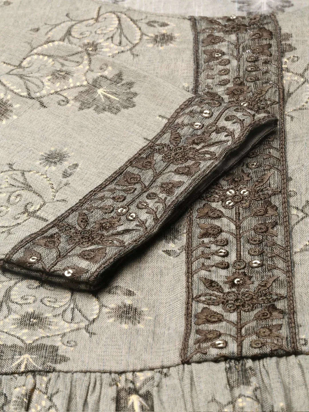 Olive Floral Print Women's Kurta Set | Cotton Indian Sets