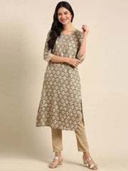 Women's Grey Printed Kurta SetKC-879-Grey