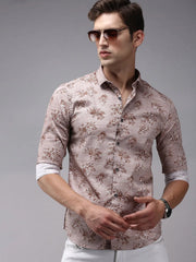 Men Brown Printed Casual Shirt-PARKERPRINT-1561-Brown
