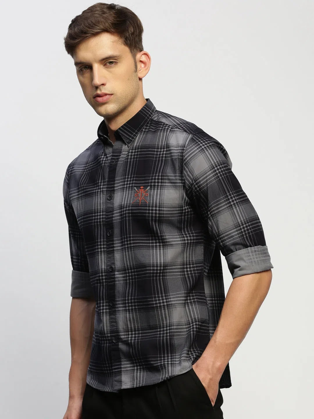 Men's Navy Checkered Cotton Shirt | DesiQlo Beach Shirts