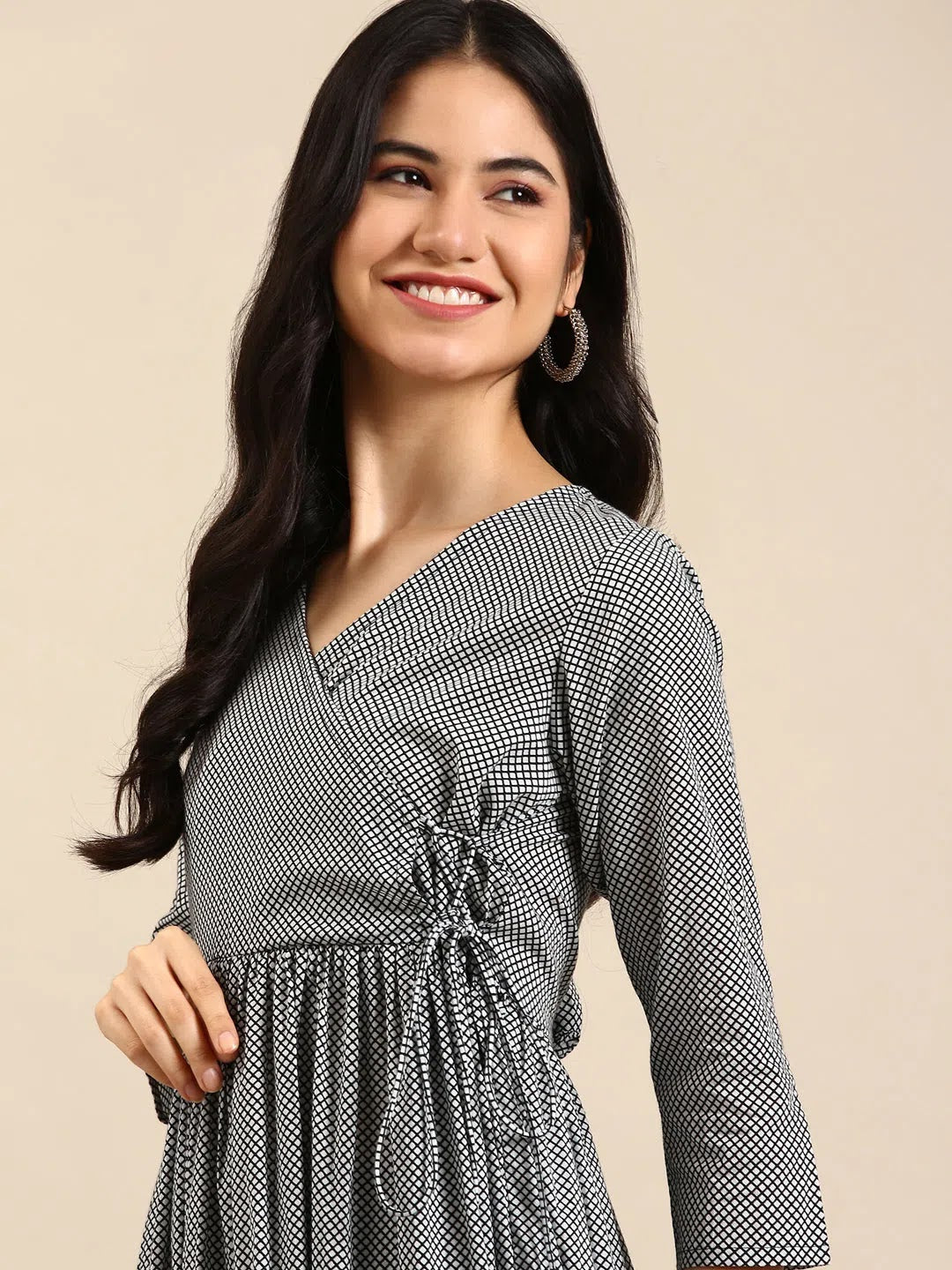 Women's Checked Kurta - Cotton Indian Kurta Ladies Style