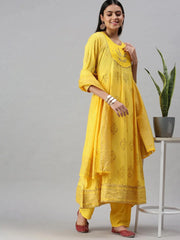 Women's Yellow Printed Kurta SetsG03-Yellow