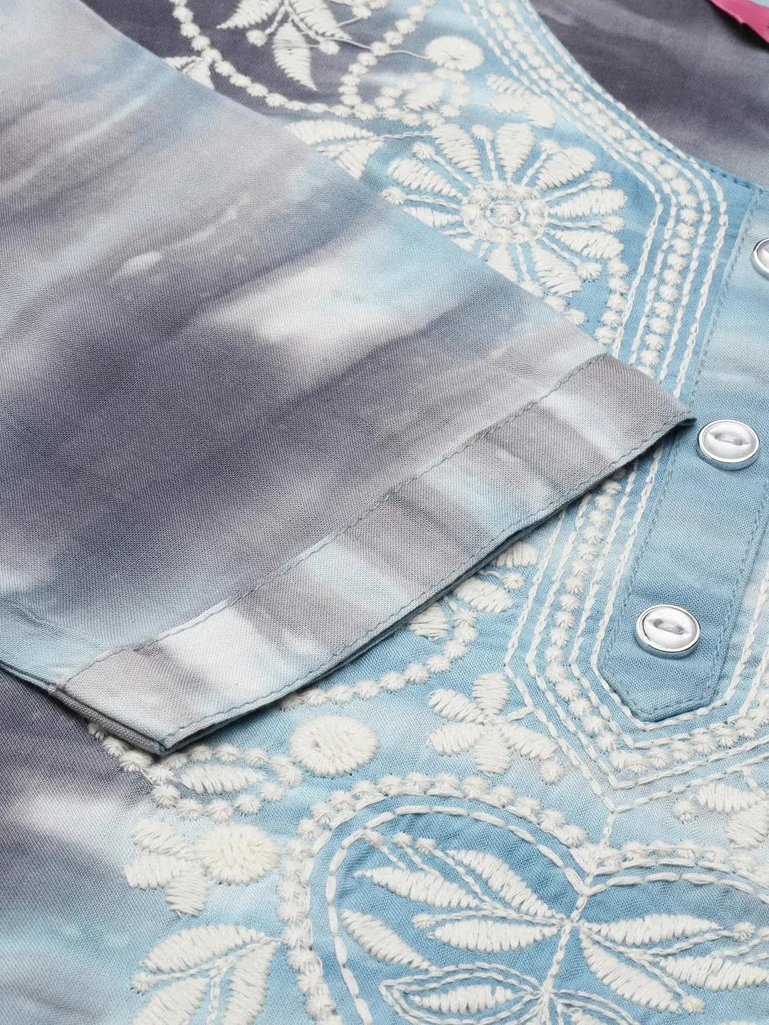 Blue Printed Kurta | Stylish Indian Kurta Ladies Collection