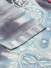 Women's Blue Printed Straight Kurta-SKC-789-1-Blue