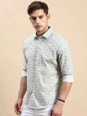 Men Green Printed Casual Shirt-IKIGAIPRINTS-8812-Green