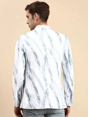 Men White Printed Party Blazer-SOBLZ-79-10-White