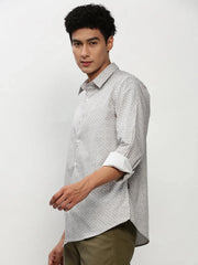Men White Printed Casual Casual Shirts-YAYIN-1576-Offwhite
