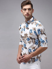 Men White Printed Casual Shirt-HITECKPRINT-1371-White