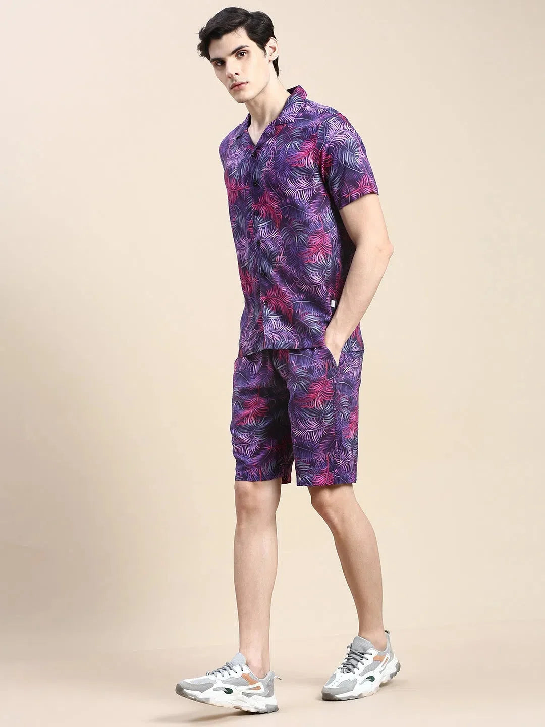 Purple Printed Co ord Sets Men | Mens Two Piece Sets