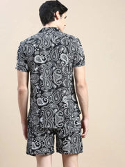 Men Black Printed Casual Co ord Set-AM-90-06-Black