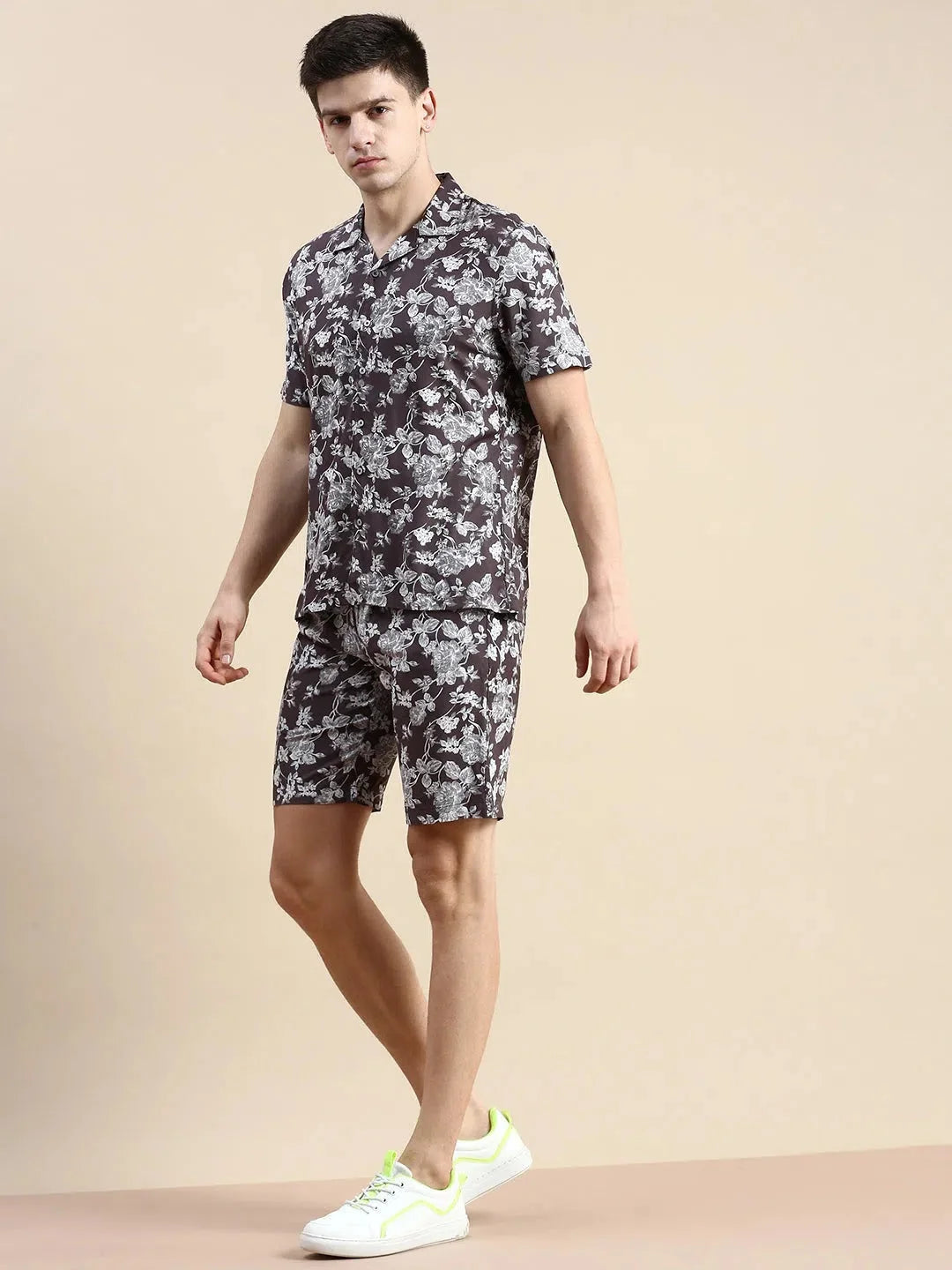 Men's Grey Printed Casual Co ord Set - Stylish Cotton Outfit
