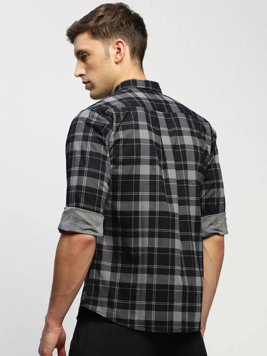 Grey Checked Mens Shirt - Stylish Cotton Shirt | DesiQlo