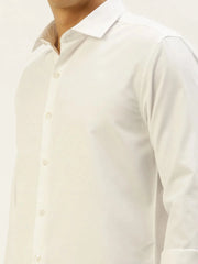 Men White Solid Casual Shirt-PARXPLAINDOBBY-3153-White