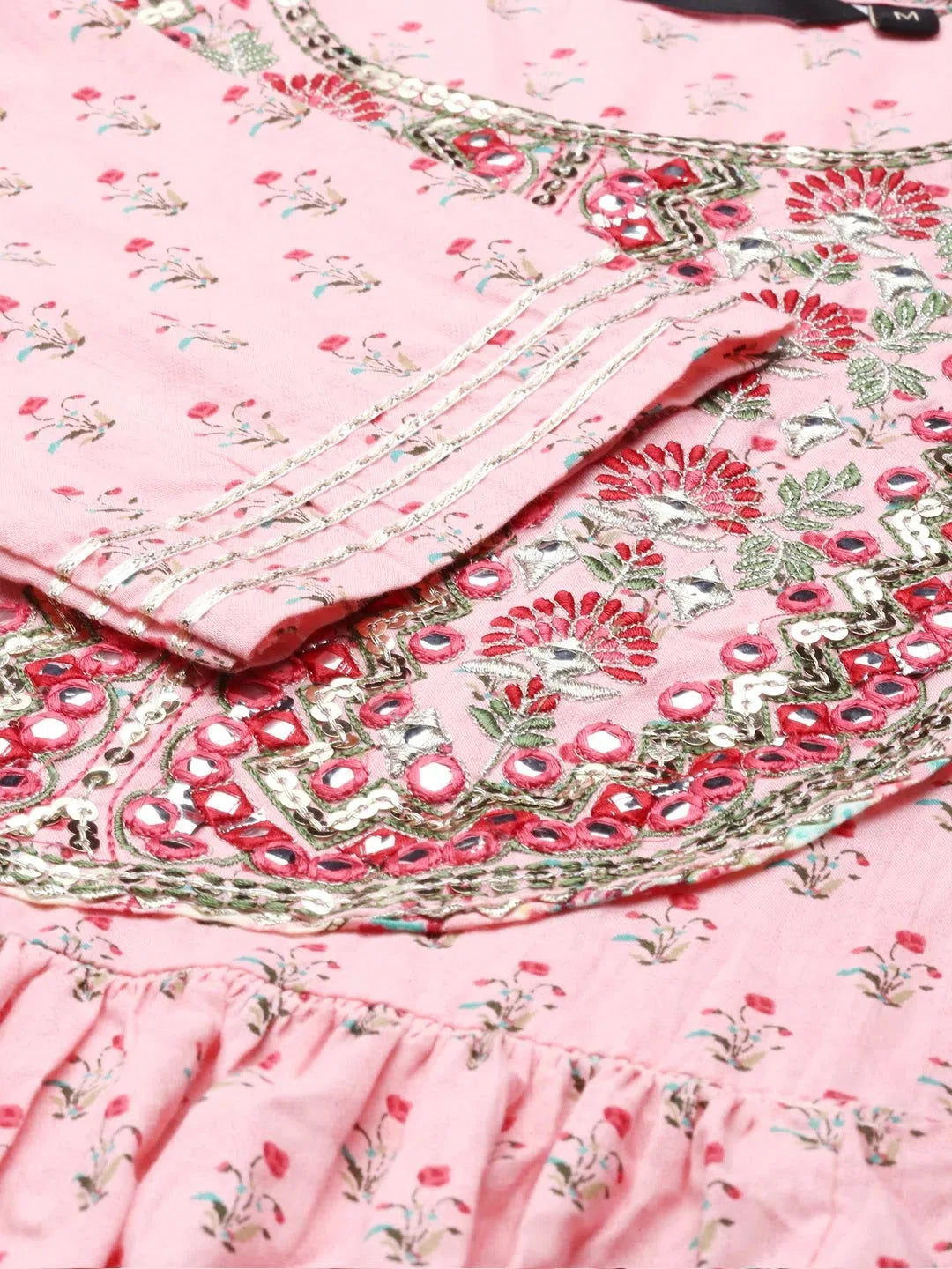 Pink Floral Cotton Kurta Set for Women | Indian Kurta Sets