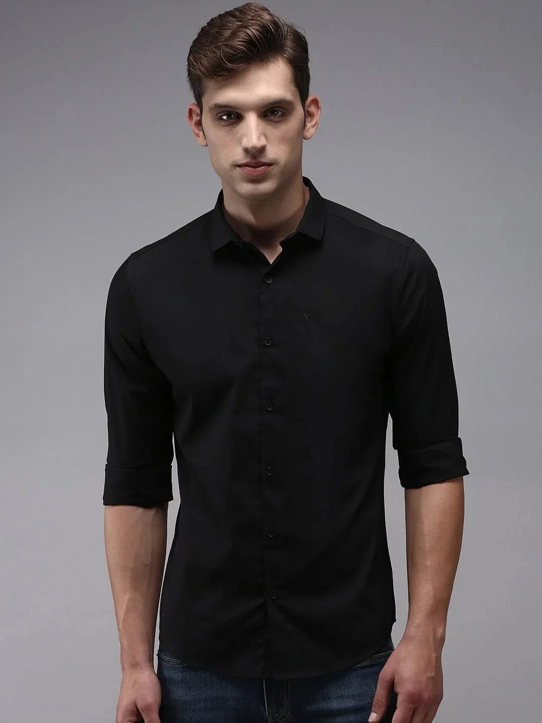 Men's Black Solid Cotton Shirt | DesiQlo Casual Wear