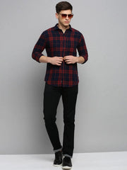 Men Rust Checked Casual Shirt-DALTONCHECKS-4094-Rust