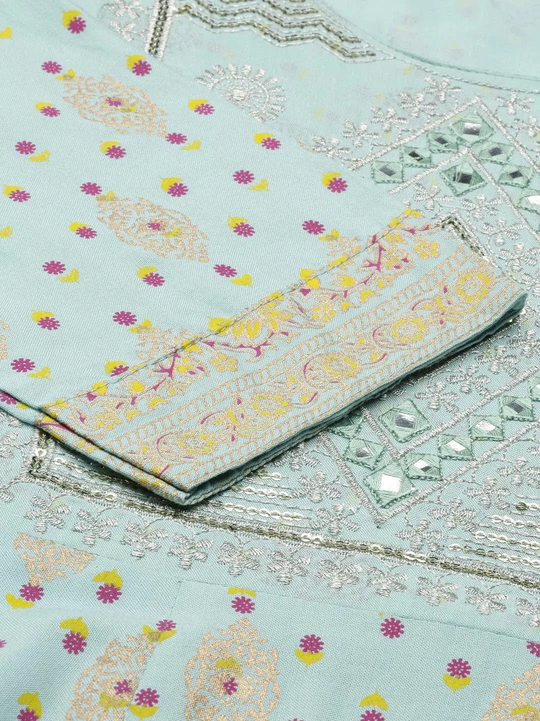 Blue Printed Anarkali Kurta - Women's Polyester Anarkali Kurti