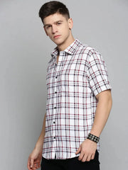 Men White Checked Casual Shirt-MAYACHECKS-4402-White