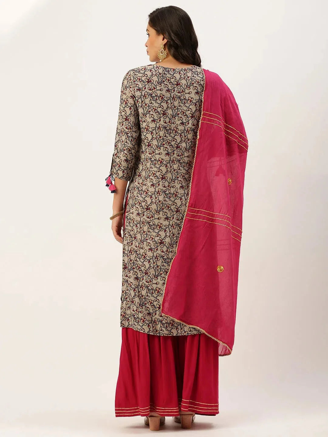 Beige Abstract Cotton Women's Kurta Sets Online | Showoff