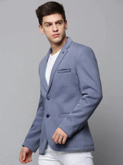 Men Grey Solid Blazer-LBR-4600-Grey