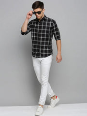 Men Black Checked Casual Shirt-DALTONCHECKS-4079-Black