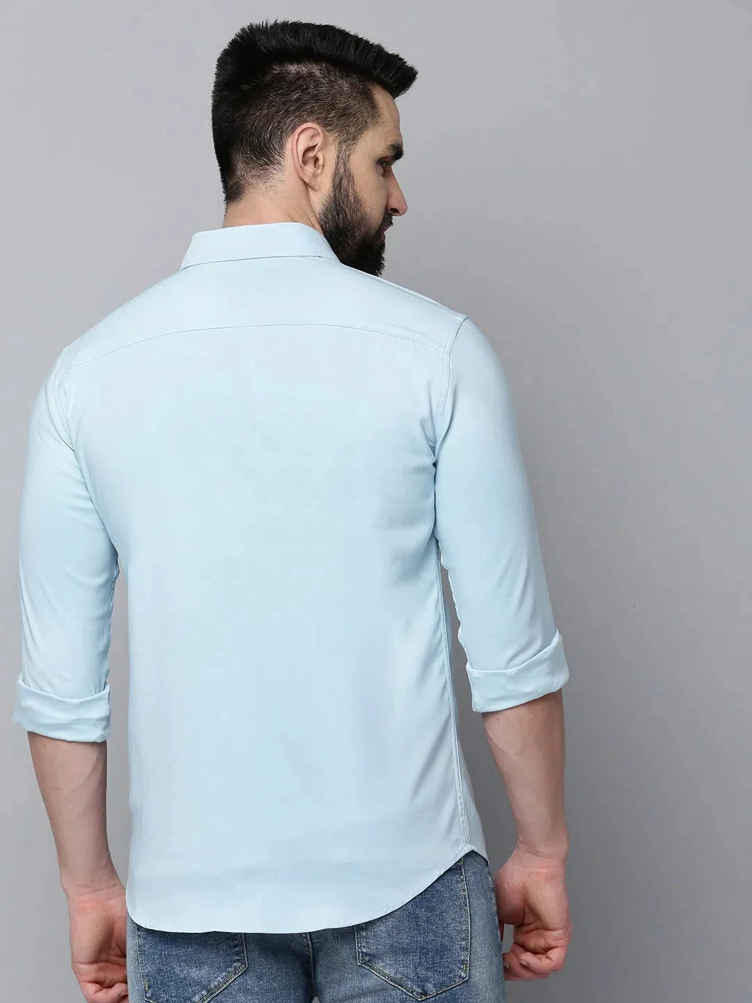 Blue Solid Cotton Mens Shirt - Stylish Cotton Shirt for Men