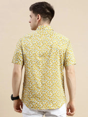 Men White Floral Casual Shirt-DAHLIAPRINT-1726-Offwhite