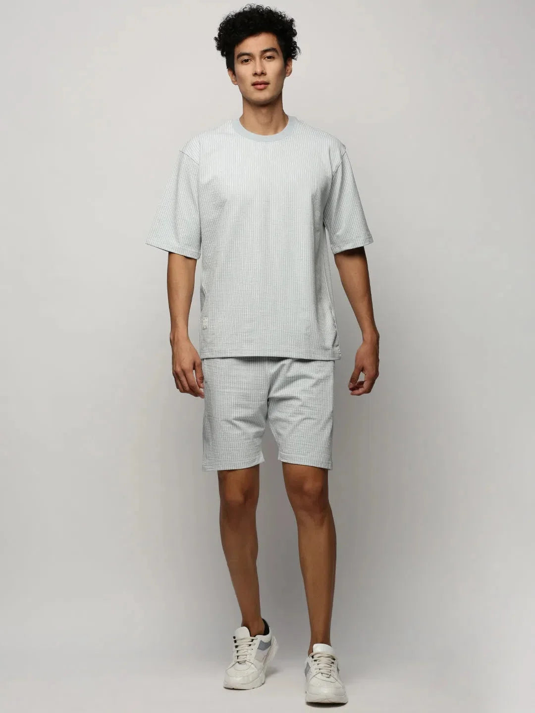 Men's Blue Striped Co ord Sets - Casual Two Piece Sets