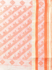 Off White Cotton Ikat Saree With Ganga Jamuna Border-MA66BCT431380033