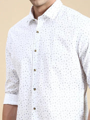 Men White Printed Casual Shirt-GURJANPRINT-5413-White