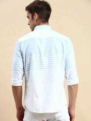 Men Blue Striped Casual Shirt-PACIFICSTRIPE-4945-Blue