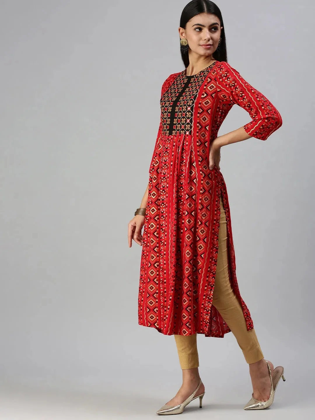 Red Printed Kurta: Shop Women's Cotton Indian Kurtis Online