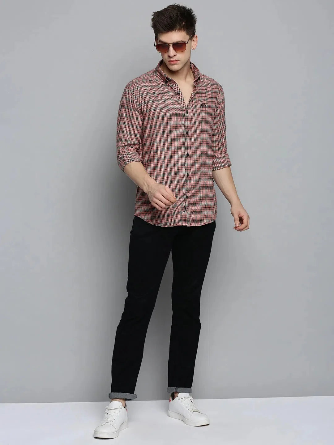 Men's Red Checked Cotton Shirt - Casual & Stylish | DesiQlo