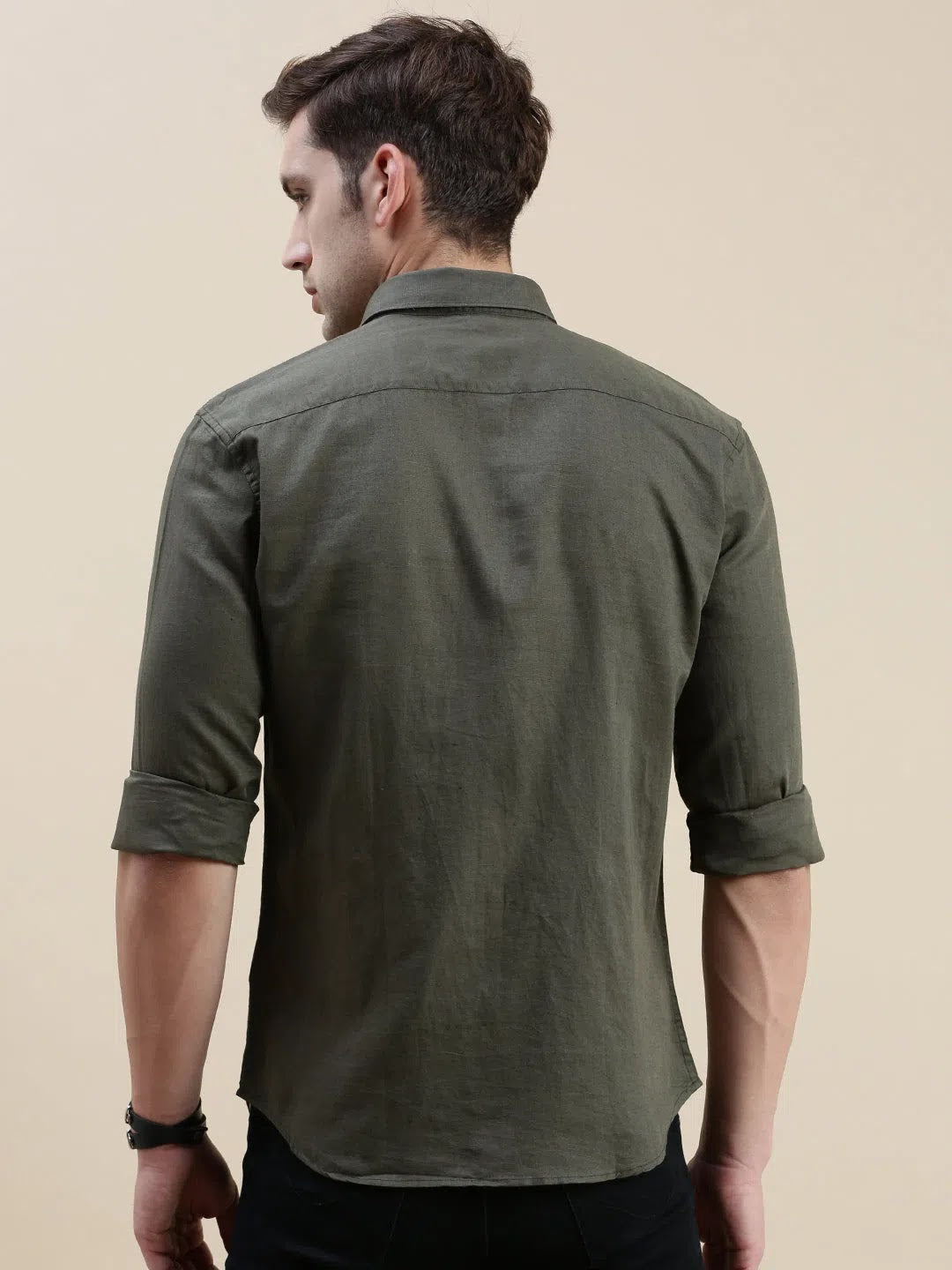 Men's Green Cotton Shirt | Solid Color Casual Shirts