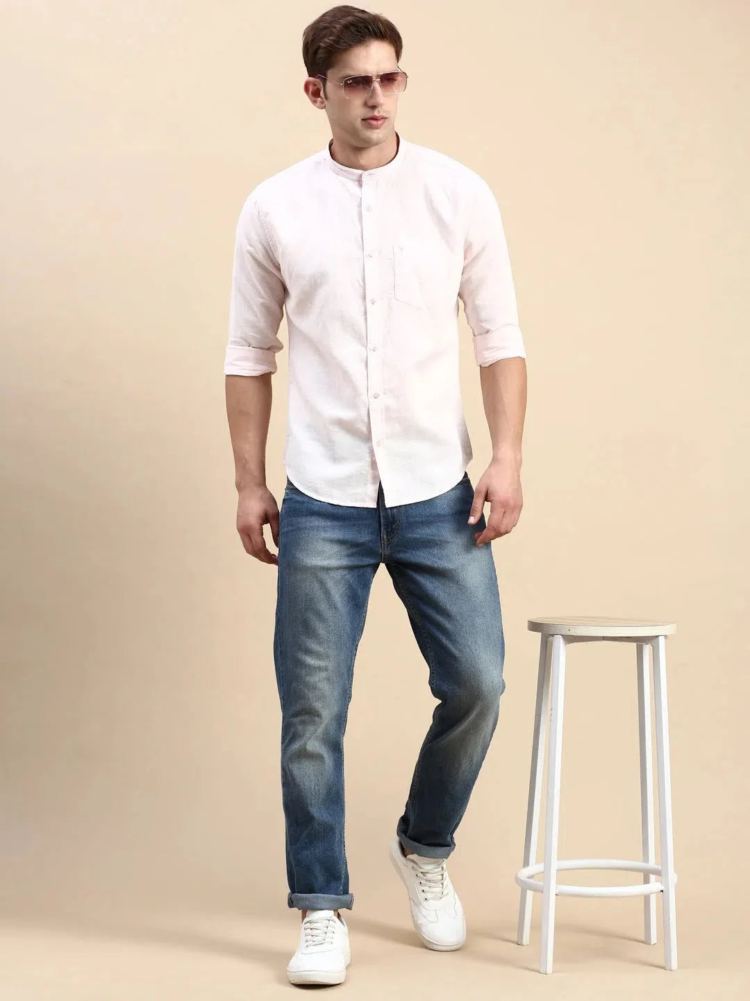 Pink Solid Mens Shirt - DesiQlo Cotton Casual Shirts