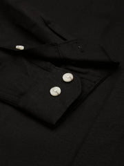 Men Black Solid Casual Shirt-ELECTRAPLAIN-4530-Black