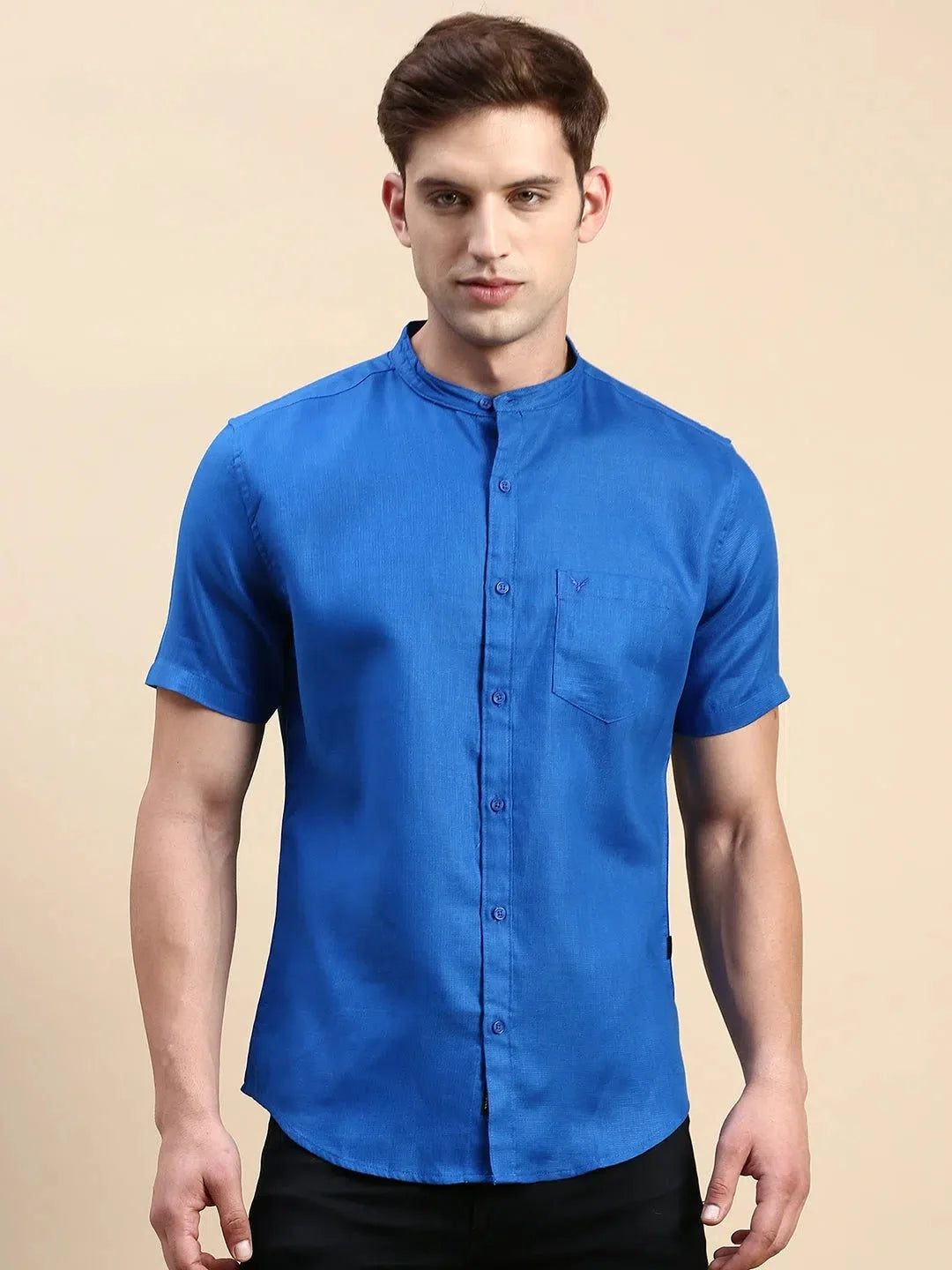 Men's Blue Solid Shirt - DesiQlo Cotton Casual Shirt