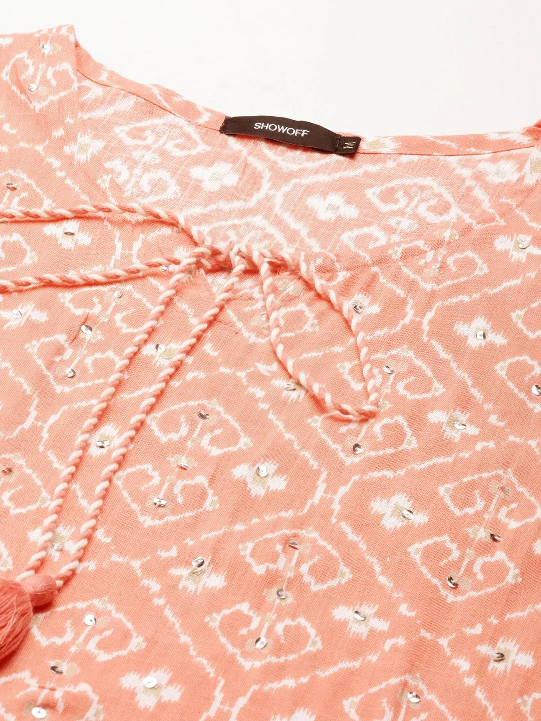 Peach Printed Cotton Kurta | Indian Kurta for Women