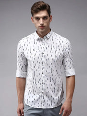 Men White Printed Casual Shirt-OMANPRINT-1566-White
