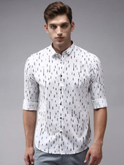 Men White Printed Casual Shirt-OMANPRINT-1566-White