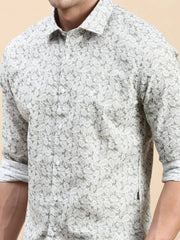 Men Green Printed Casual Shirt-IKIGAIPRINTS-8812-Green
