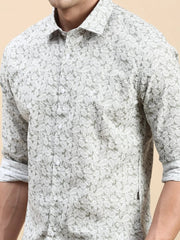 Men Green Printed Casual Shirt-IKIGAIPRINTS-8812-Green