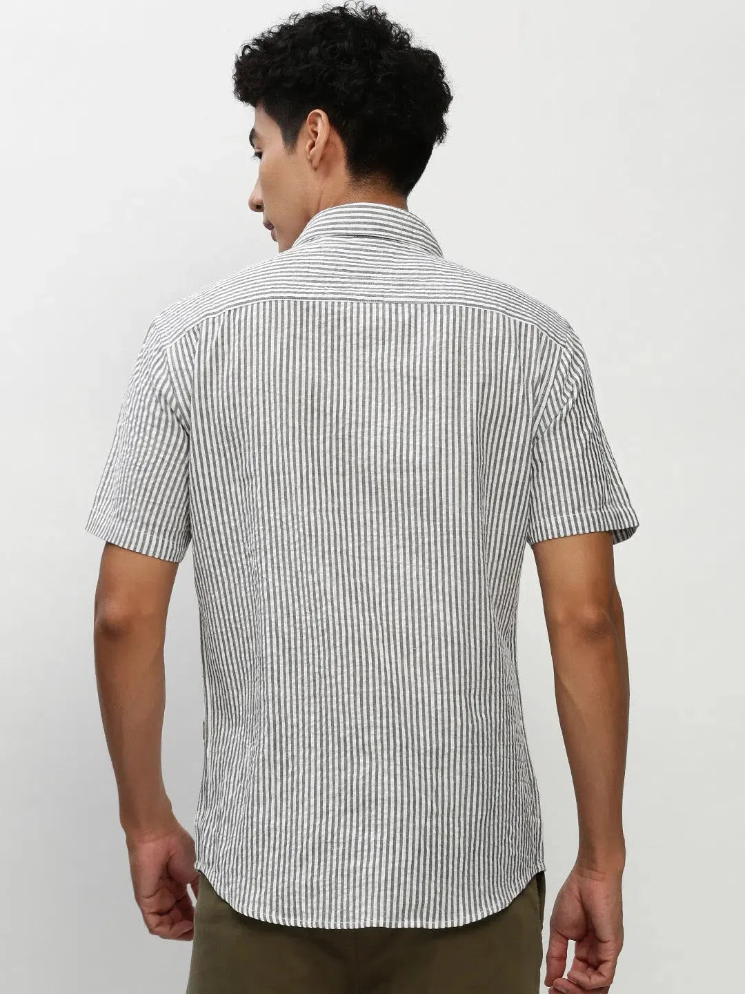 White Striped Mens Shirt - Cotton Casual Shirt | DesiQlo